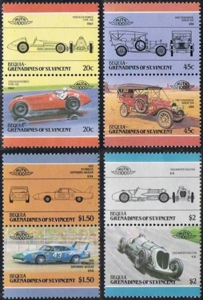 1985 Leaders of the World 4th Series Automobiles Stamps 1985 Leaders of the World 4th Series Automobiles Stamps